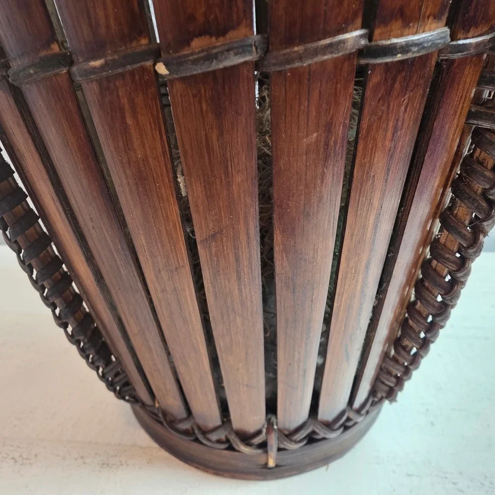 Vintage Woven Bamboo Japanese‎ Collectible Basket Vase